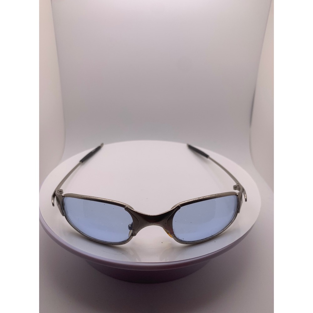 Oakley A Wire Sunglasses Silver Blue Tint Lenses Vintage Metal Wrap Frames Only